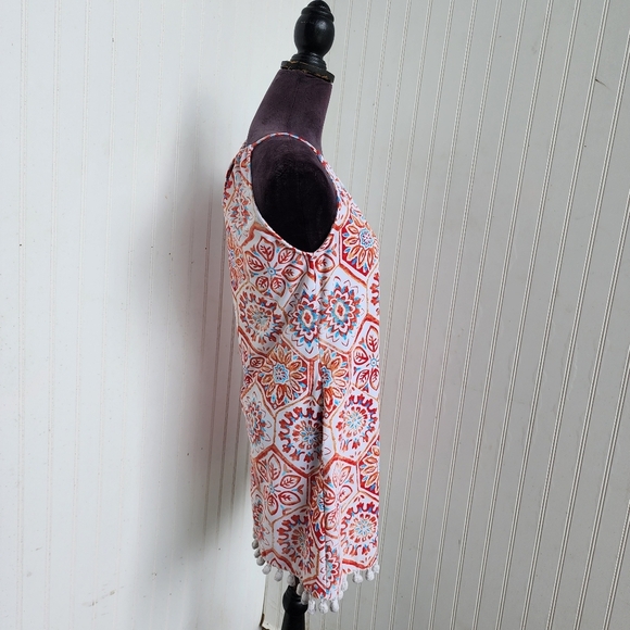 JUDE CONNALLY Dress  Geometric Orange Blue Summer Stretch Halter Sleeveles Sz S - Picture 4 of 11